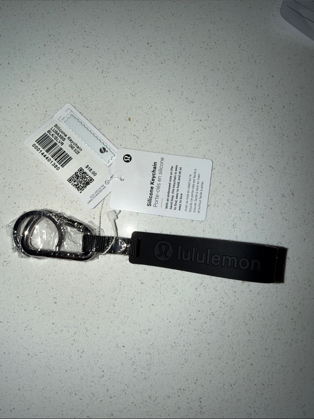 lululemon athletica Black Silicone Keychain Strap with Metal Ring